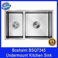 Boshsini BSQ7345 Undermount Kitchen Sink. 73 cm. Nano Coating. SUS304 Stainless Steel. Local SG Stock. 1 Year Warranty.