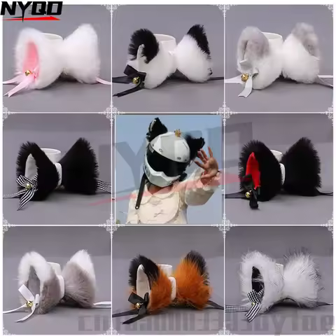 Handmade Plush Cute Helmet Headdress Cat's Ears Hairpin Fox Ears Hairpin Helmet Decoration Motocicli