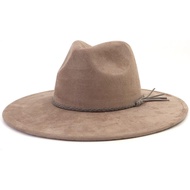 Big Wide Brim Fedora Hats for Women Men Western Suede Hats Large Felt Panama Hat Rancher Hat