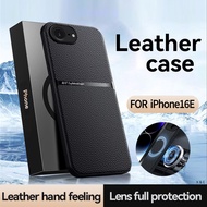 Case For iPhone 17e 16e ⭐Litchi Pattern Leather Magnetic Car Holder Phone Cover⭐ Shockproof Shell Cl