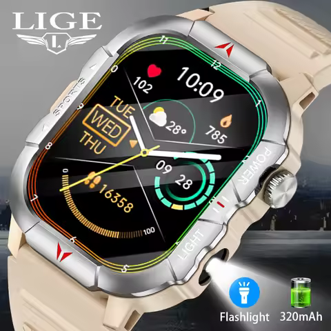 LIGE Smart Watch Women LED Flashlight Sleep Tracker Heart Rate Blood Pressure Monitor Watch Bluetoot
