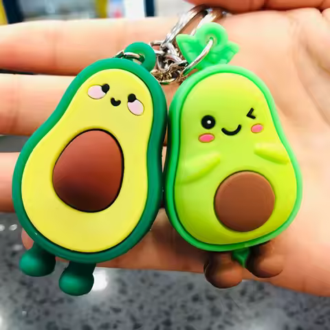 New Cute Fruit Avocado Keychain Fruit Shape Keychain Fashion Llavero Rubber Jewelry Car Keychain Pen