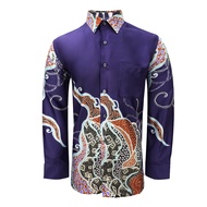 Paccolinno - (Regular) Purple Color Malaysia Men Batik Long Sleeve Kemeja Batik Lelaki Lengan Panjan
