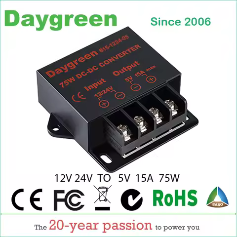 12V to 5V 15A 24V to 5V 15A DC DC Converter Regulator Car Step Down Reducer Daygreen CE Certificated