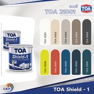 ทีโอเอ ชิลด์วัน เฉดสี 21001 TOA Shield-1 ชนิดกึ่งเงา เนียน สีทาบ้านภายนอกและภายใน 9 ลิตร เช็ดล้างได้