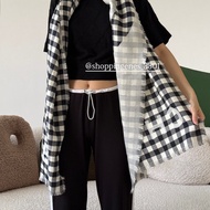 香奈兒 Chanel 25P 黑白格紋圍巾 白色底