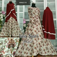 Baju Gamis Syari Ceruty Julia Red Maroon