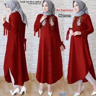 New Trend Maxi Dress Panjang Wanita / Atasan Kemeja Muslim Motif Bunga