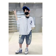 Boys Summer Suit New Style Medium Big Boy Handsome Western Style Boy Denim Trendy Clothes Children S