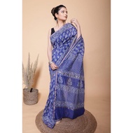 Royal Blue Pure Chanderi  Saree
