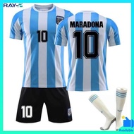 baju jersey custom jersey Retro 1986 Edisi Peringatan Jersi Maradona Argentina No. 10 Bola King Jersi Bola Sepak Kanak-kanak Set Lelaki