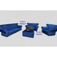 Harga Termurah Chesterfield Sofa Fabric Sofa Set 3 Seater Sofa + 2 Seater Sofa + 1 Seater Sofa Set 1