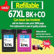 HP 67 ink HP 67XL black HP67 HP67XL refillable ink cartridge Compatible for hp 6052 6055 6058 6075 6