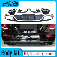 ABS Rear Bumper Lip Diffuser Spoiler with Exhaust Tips for Benz E Class W213 E200 E260 E300 2017-201