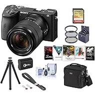 Sony Alpha a6600 Mirrorless Camera with 18-135mm Lens - Bundle with Shoulder Bag, 64GB SD Card, Extra Battery, Corel PC Software Kit, Tripod, 55mm Filter Kit, Cleaning Kit, Wrist Strap