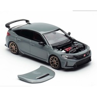 MotorHelix 1/64 Honda Civic Type R (FL5) Sonic Grey Removable Hood & Detailed Engine JDM Premium Die