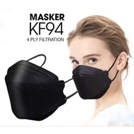Masker KF94 4ply Dewasa Korea Hitam Putih Isi 10pcs 10 pcs Evo Convex Medis Disposable Face Mask