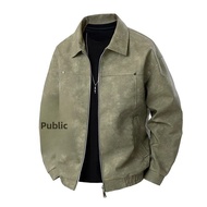 หลวมสไตล์อเมริกันเสื้อแจ็คเก็ตหนังผู้ชายฤดูใบไม้ผลิฤดูใบไม้ร่วงใหม่แฟชั่น Turn-Down COLLAR หนังปลอม