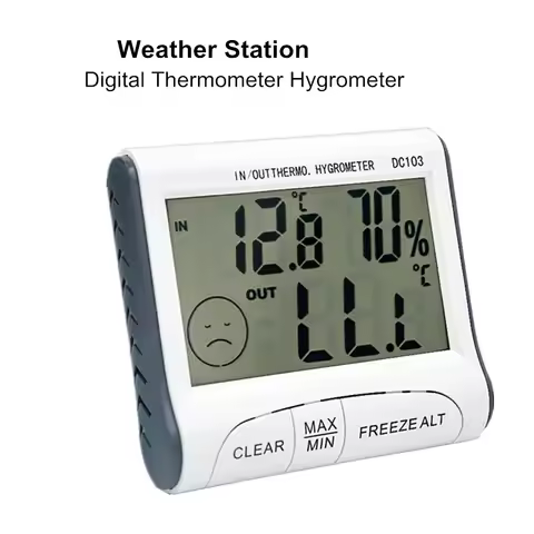 Digital Weather Station Thermometer Hygrometer DC103 Temperature Humidity Meter LCD Indoor Outdoor W