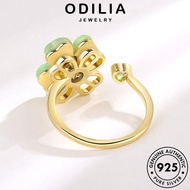 ODILIA JEWELRY Vintage Silver Rings 925 Women Jade Gold Original Clover R96