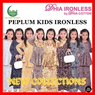 Raya 2024 Dhia Cotton Ironless Peplum Kids Saiz 2 - 12 Baju Kurung Budak Tanpa Gosok Sedondon Ibu Dan Anak 300324