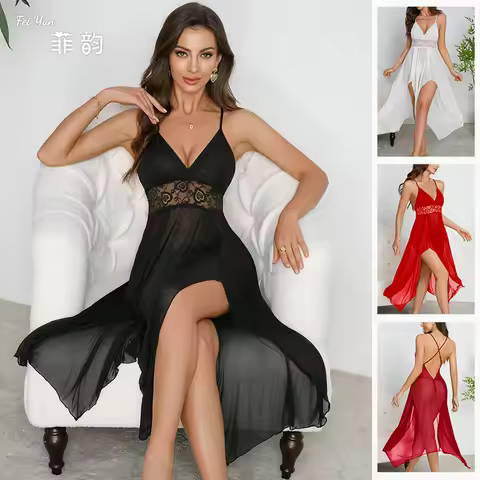 Sexi Sleepdress Night Wear Woman Ladies' Sleepwear Nightclub Backless Sleeveless Strap Dress Night D