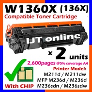 2x W1360XL Cartridge Compatible to HP W1360A HP136A 136A for HP LaserJet M211d M211dw MFP M236d M236