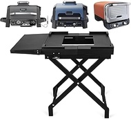 Rejekar Grill Table Folding Stand fit Any Ninja Woodfire Outdoor Appliance with Side Table &amp; Tissue Holder, Metal Stand Solid and Sturdy