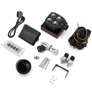 12v Air ride Suspension Solenoid manifold valve with remote controller 0-200psi with double display air pressure gauge