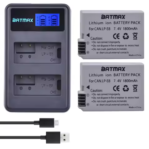 1800mah LP-E8 LPE8 LP E8 Battery Batterie AKKU + LCD Dual Charger for Canon EOS 550D 600D 650D 700D 