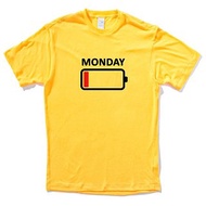 MONDAY BATTERY 短袖T恤 黃色 星期一電池電量沒電