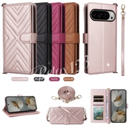 For Google Pixel 10 Pro XL 5G 2025 Wrist Strap Crossbody Wallet Phone Case For Google Pixel10 Pixel1