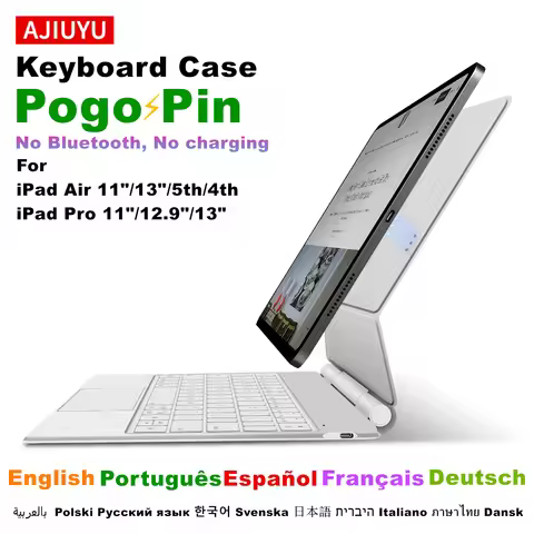 AJIUYU Magic Keyboard Case for iPad Pro 11 /12.9/13 M4 M3 M2 Air 4/5/6/7 Smart Pogo Pin Direct Conne