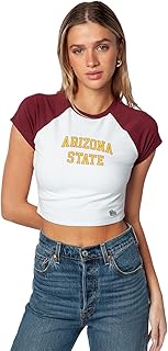 Hype & Vice Homerun Tee for Women - Arizona State University Tank Top for Women, Crop T-Shirt, Colle