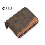 Shigetsu OKUCHI Leather Folding Wallet with Attached Flip Pocket for Men bifold minimalist card