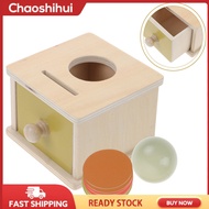 chaoshihui Infant Toys Baby Cognitive Coin Kids Motor Skills Ball Toss Box Wooden Pine Toddler