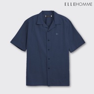 ELLE HOMME | เสื้อเชิ้ตแขนสั้น คอปกเชิ้ต Cotton 100 ทรงโอเวอร์ไซซ์ สวมใส่สบาย ระบายอากาศดี | W8B668