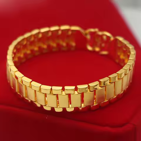 Luxury 24K 9999 Pure Gold real gold No matter bracelet men's fashion watch chain