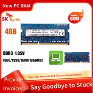 【จัดส่งฟรี】Hynix DDR3 RAM 4GB 1066/1333/1600/1866MHz SODIMMแล็ปท็อปPC3L-12800S 204Pin 1.35V/1.5Vหน่ว