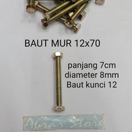 BAUT MUR 12x70 KUNING/BAUT KUNCI 12/BAUT FULL DRAT/PANJANG BAUT 7cm