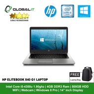 (Refurbished Notebook) HP EliteBook 840 G1 Laptop / 14 inch LCD / Intel Core i5-4300U / 4GB DDR3 Ram / 500GB HDD / WiFi / Windows 8 / Webcam