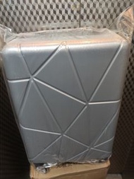 拉絲銀色 幾何花紋 24吋 24寸 行李箱 行裏箱 拉桿箱 密碼拉鍊款