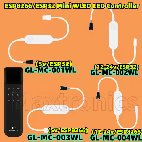 Gledopto ESP8266/ESP32 Mini WLED LED Controller DC5V/12-24V USB RGB IC Digital Dynamic Lights For 28