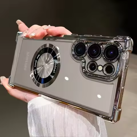 For Samsung Galaxy S25 Ultra S23 S21 S20 FE Magnetic Airbag Shockproof Case For Samsung S22 Note 20 