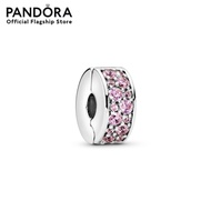 Pandora Silver clip with pink cubic zirconia and silicone grip เครื่องประดับ ชาร์ม ชาร์มสีเงิน สีเงิ