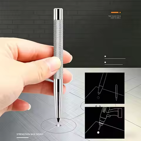 1Pcs High Hardness Center Punch Non Slip Handle Chrome Vanadium Steel Tapered Punch Point Accurate P