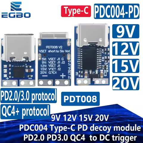 1~10PCS Type-C PD decoy module PD2.0 PD3.0 to DC DC trigger extension cable charger 9V 12V 15V 20V F