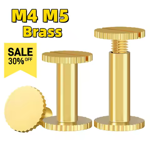 10PCS Brass Chicago Binding Screws M4 M5 Knurled Slotted Chicago Button Post Rivets Screw for Leathe