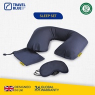 Travel Blue Inflatable Travel Pillow & Eyemask Sleep Set | Compact Neck Pillow for Flight - TB223