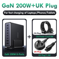 【Nexode】UGREEN GaN 200W 8-Ports Desktop Fast Charger Adapter US/UK/EU Plug 6 USB-C 2 USB-A for Lapto